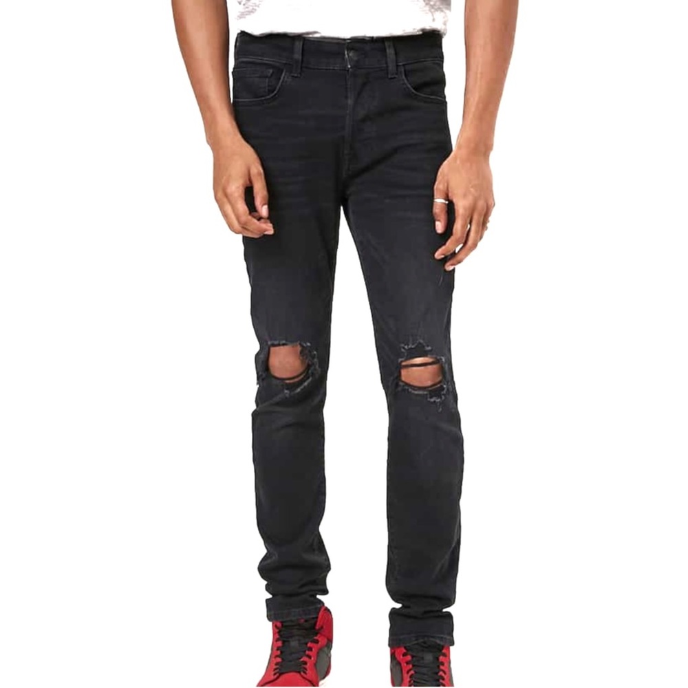 Forever21 Men Black Distressed Skinny Jeans